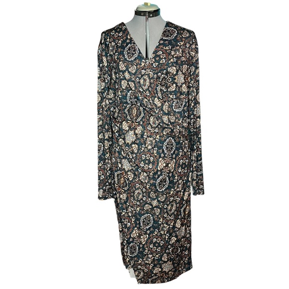 Peruvian Connection Ariana Faux Wrap Dress Long Sleeve Size XL - Picture 5 of 7